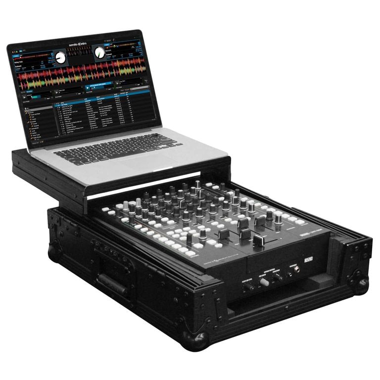 Odyssey 12″ DJ Mixer all black Case with Glide Laptop Platform